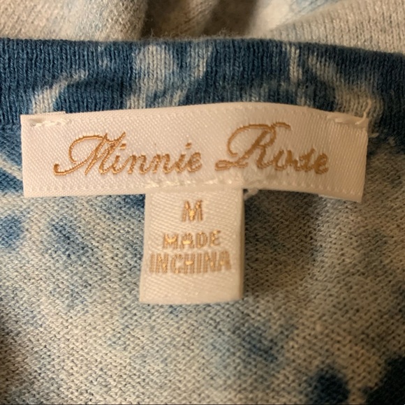 MINNIE ROSE Women’s Blue Tie Dye Short Sleeve Crew Neck Sweater M - Picture 5 of 6